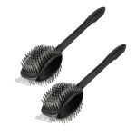 Dual-sided Grill Cleaning Brush With Scraper Heavy-duty Stainless Steel Bbq Brush With Long Handle 3-IN-1 Wire Bristle Cleaner F