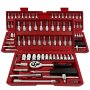 Premium 46PCS Socket Wrench Set With Ratchet - 1/4" Drive Chrome Vanadium Steel For Automotive & Home Repairs Includes Metric Sockets Extension Bars And Storage Box