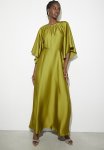 Dolman Sleeve Pleated Maxi Dress - Chartreuse