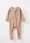 Cotton On Organic Pointelle Zip Romper - Oatmilk Marle