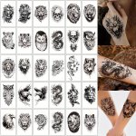 30PCS Temporary Tattoos - Waterproof Realistic Skulls Dragons Tigers & More - Perfect For Parties & Body Art