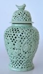 Duck Egg Cut-out Ginger Jar With Bird Knob On Lid – 45X28CM