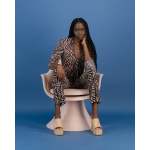 Tie Front Sheer Shirt In Cream Zebra Print - M