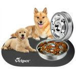 Velpet Stainless Steel Slow Feeder Dog Bowl With Absorbent Non-slip Mat Designed To Slow Eating 304 Stainless Steel Dishwasher S