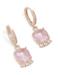 Rose Gold Plated Square Pink Cubic Zirconia Huggie Earrings