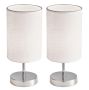 Bright Star Lighting Elegant Chrome Bedside Lamps With White Fabric Shades