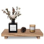 Zoocatia Small Wood Tray Pedestal Stand Farmhouse Bathroom Decor Decorative Wooden Riser Kitchen Soap Dish Holder For Vanity Cou