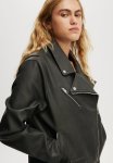 Cotton On Roman Faux Leather Biker Jacket - Washed Black