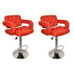 Smte 2 Piece Luxury Leather Metal Swivel Bar Stool Red With Keychain