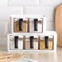 Plastic Spice Rack Stacked Storage Seasoning Boxes Spice Jars With Handle Spoon Kitchen Storage Container For Herb Condiment