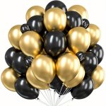 40PCS Black And Golden Balloons: 25.4 Cm Metallic Golden Balloons Black Balloons And 12.7 Cm Black Balloons - Perfect For Birthd