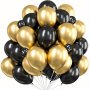40Pcs Black And Golden Balloons: 25.4 Cm Metallic Golden Balloons Black Balloons And 12.7 Cm Black Balloons - Perfect For Birthday Retirement Graduation New