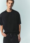 Oversized Fit Cotton T-Shirt - Black