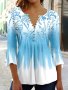Floral Print Button Front T-shirt Casual Flared Sleeve T-shirt Women's Clothing