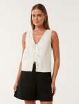 Erin Tie Front Waistcoat - 16 Porcelain