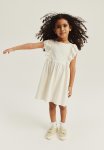 Flounce-trimmed Jersey Dress - Cream