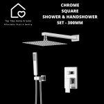 Chrome Square Shower & HandShower Set - 300MM