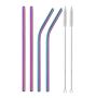 Reusable Drinking Straws With Cleaning Brushes - Purple Blue