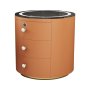 Modern Intelligent Round Bedside Table With Tempered Glass & Orange Finish K30