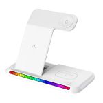 3-IN-1 Wireless Fast Charging Station With LED Lighting - White