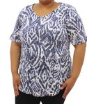 Ladies Printed Burnout Tee - 60 Blue wht