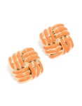 Goldair Gold Plaited Orange Square Stud Earrings