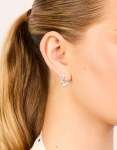 Waterproof Stainless Steel Round Diamante Clicker Hoop Earrings