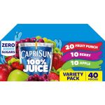 Capri Sun 100% Fruit Punch Berry & Apple Juice Variety Pack Ready-to-drink Juice 40 Pouches 4 Boxes Of 10