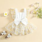 Gorgeous Sunflower Tulle Tutu Romper With Big Bow