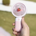 Multifunctional MINI Cool Fan Rechargeable Summer Cartoon Fruit Portable MINI Fan Phone Holder Stand For Bedroom - Rosa