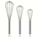 3-PIECE Stainless Steel Whisk Set - Ergonomic Manual Kitchen Whisks For Cooking And Baking Durable Egg Beaters Efficient Mixing
