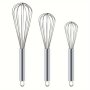 3-PIECE Stainless Steel Whisk Set - Ergonomic Manual Kitchen Whisks For Cooking And Baking Durable Egg Beaters Efficient Mixing & Blending Comfort Grip Handle