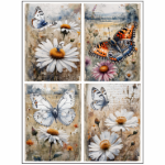 Tear Resistant Deco Print A6 Butterfly And Daisies