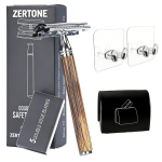 Bamboo Handle Safety Razor Set With 5 Blade Recycling Tin And 2 Stands