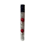 Glass Baubles Tube Of 9 - Red & Silver 3CM