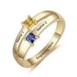CRI103709 - Gold Plated 925 Sterling Silver Personalized Ring Names And Birthstones