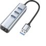 4-IN-1 USB 3.0 To Ethernet Adapter With 3-PORT Hub For Laptops & Pcs