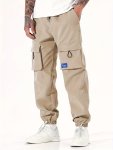 Men's Loose Solid Cargo Joggers With Pockets Active Breathable Drawstring Trousers For Outdoor