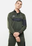 Ricard Regular Fit Quarter Zip Hoodie Track Top - Dark Moss