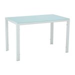 Aosgya Modern Tempered Glass Dining Table Minimallist Kitchen Table Rectangular Living Room Table With Metal Legs 47" For 4 6 Pe