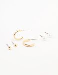 Goldair Gold Pearl Stud And Hoop Earrings 3-PACK