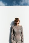 Overlock-detail Crinkled Top - Grey