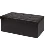 Large Pu Folding Storage Ottoman Faux Leather Cube Footrest Storage Trunk