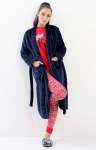 Ladies Waffle Fleece Wrap Gown - Navy - Navy / M