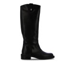 Flat Heel Leather Rider Boots -black