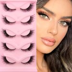 5 Pairs Long Fluffy Cat Eye Lashes - Natural All-match Faux Mink False Eyelashes For Eye Enhancement