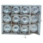 Plastic Christmas Decoration Balls Silver 12 Piece