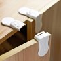 2 Pack White Corner Drawer Locks: Safety Locks For Drawers Cabinets And Fridge Doors - Plastic Material