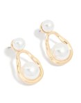Goldair Gold Pearl Organic Open Teardrop Earrings