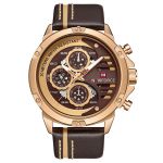 Men's Outlaw Chronograph Leather Watch Military Brown & Gold